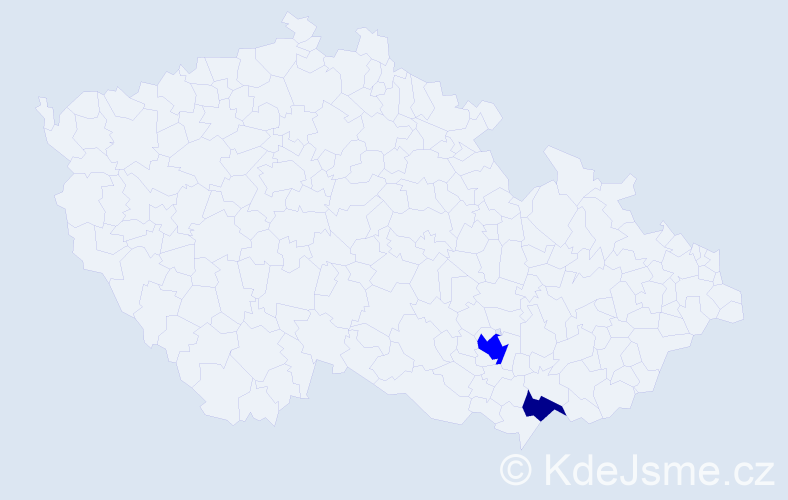Příjmení: 'Mir', počet výskytů 5 v celé ČR