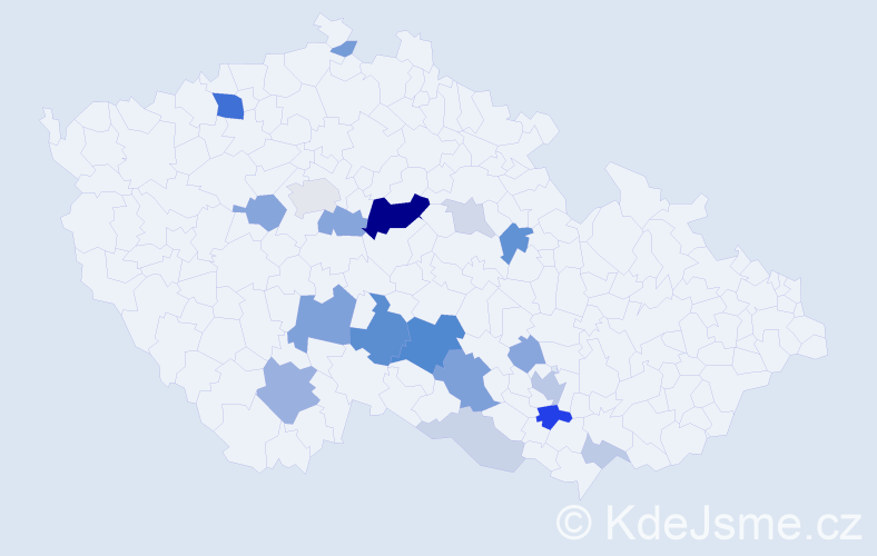 Příjmení: 'Bourek', počet výskytů 56 v celé ČR