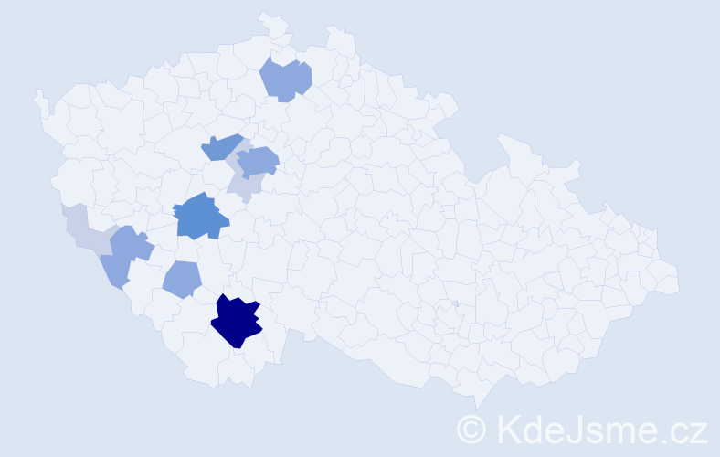 Příjmení: 'Kudlata', počet výskytů 31 v celé ČR