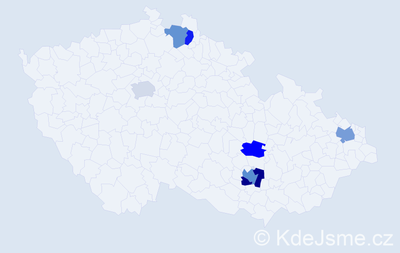 Příjmení: 'Kudynek', počet výskytů 19 v celé ČR