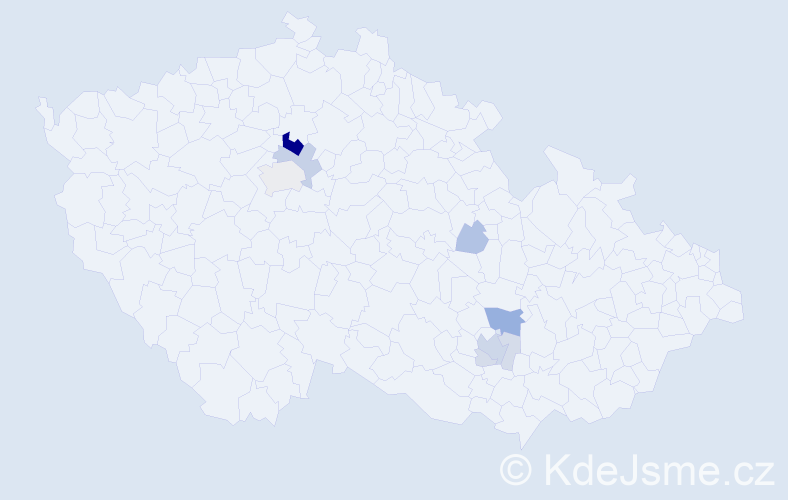 Příjmení: 'Kavín', počet výskytů 23 v celé ČR