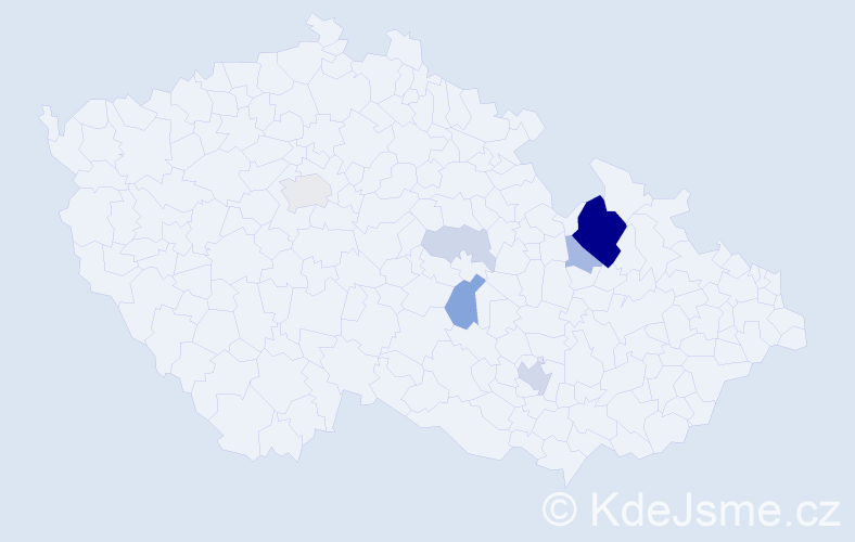 Příjmení: 'Kallas', počet výskytů 22 v celé ČR