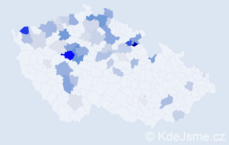 Příjmení: 'Hrudka', počet výskytů 224 v celé ČR