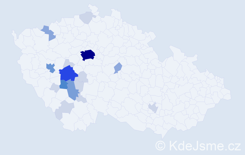 Příjmení: 'Kumhera', počet výskytů 52 v celé ČR