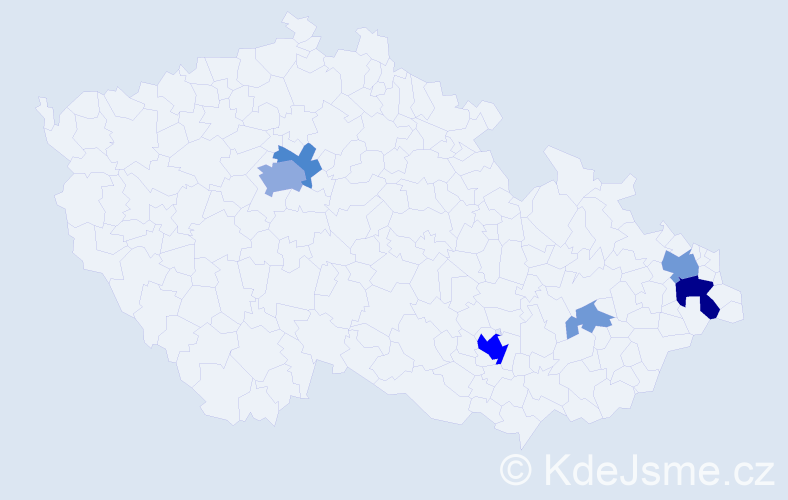 Příjmení: 'Morisáková', počet výskytů 18 v celé ČR