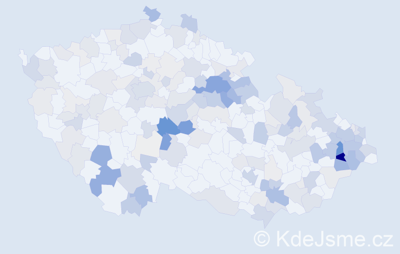 Příjmení: 'Veselka', počet výskytů 604 v celé ČR