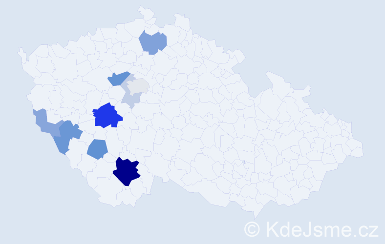 Příjmení: 'Kudlata', počet výskytů 31 v celé ČR