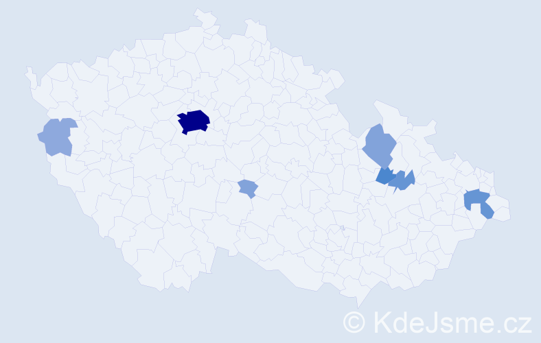 Příjmení: 'Tomečko', počet výskytů 23 v celé ČR