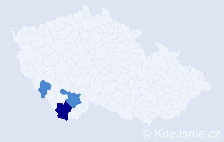 Příjmení: 'Kintzlová', počet výskytů 6 v celé ČR