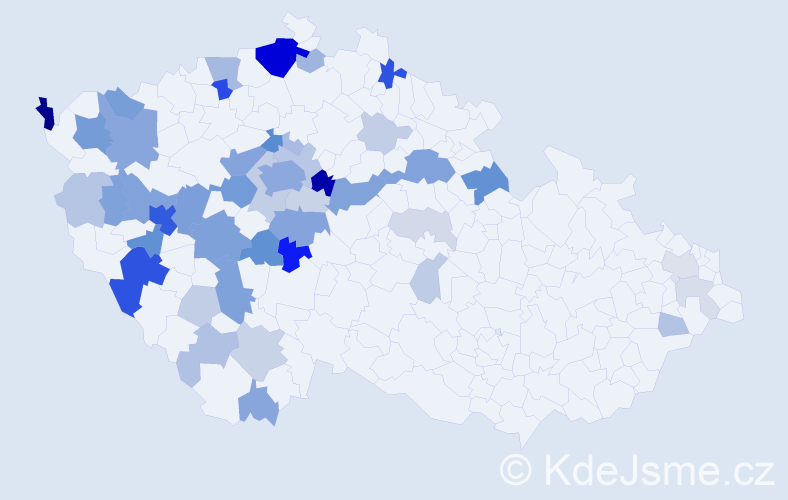 Příjmení: 'Bešťák', počet výskytů 165 v celé ČR