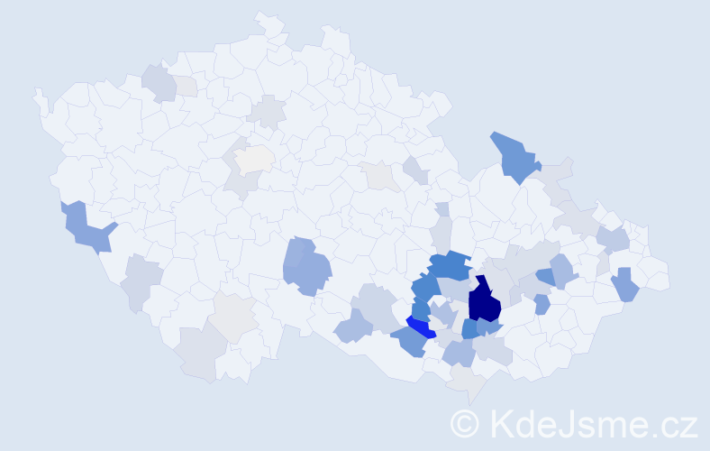 Příjmení: 'Haška', počet výskytů 187 v celé ČR