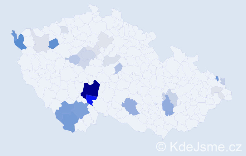 Příjmení: 'Kubart', počet výskytů 95 v celé ČR