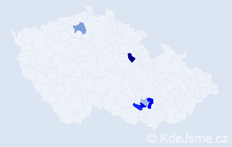 Příjmení: 'Pinčiar', počet výskytů 8 v celé ČR