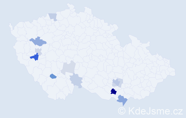 Příjmení: 'Pánovec', počet výskytů 24 v celé ČR