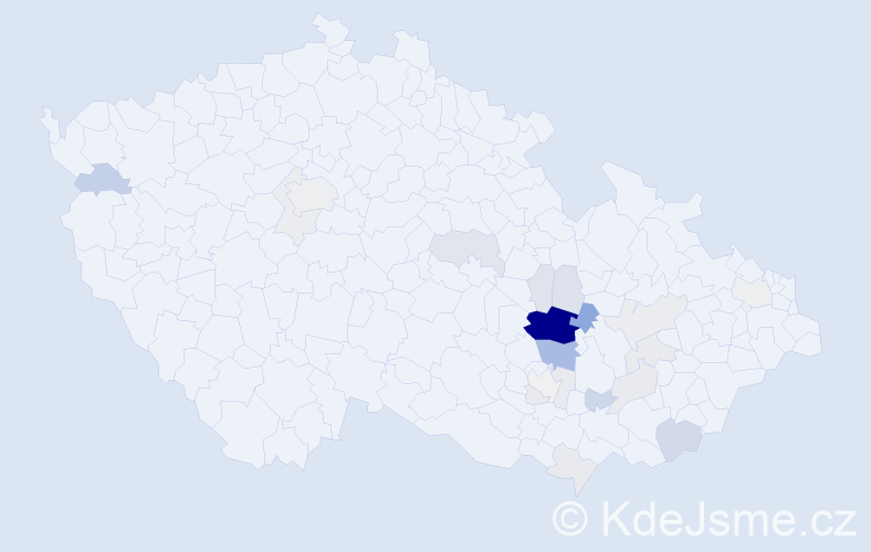 Příjmení: 'Liznová', počet výskytů 74 v celé ČR