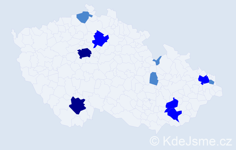 Příjmení: 'Kravárik', počet výskytů 18 v celé ČR