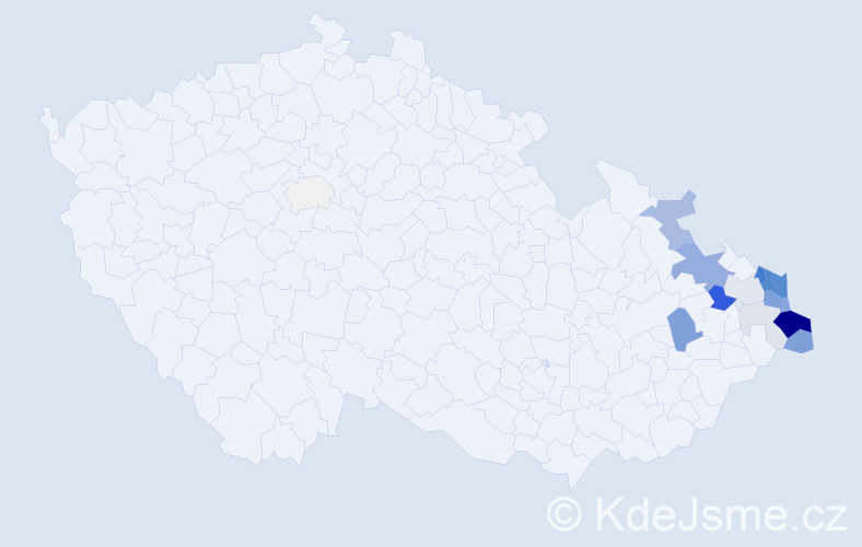 Příjmení: 'Kolarczyková', počet výskytů 70 v celé ČR