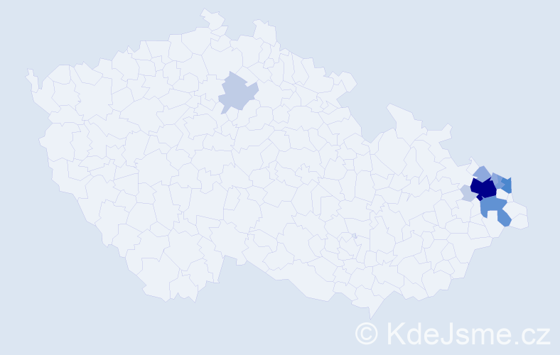 Příjmení: 'Moroň', počet výskytů 28 v celé ČR