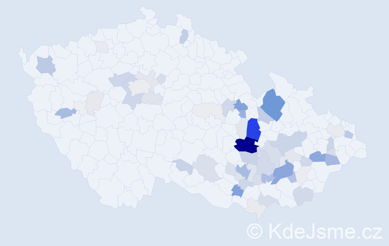 Příjmení: 'Hladil', počet výskytů 264 v celé ČR