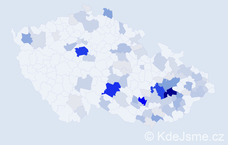 Příjmení: 'Pešák', počet výskytů 346 v celé ČR