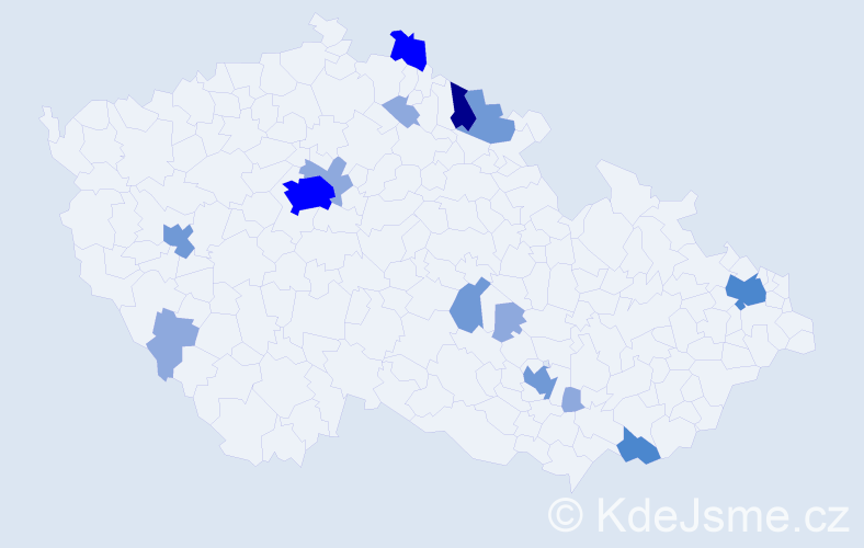 Příjmení: 'Krošláková', počet výskytů 33 v celé ČR