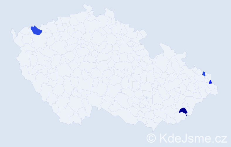 Příjmení: 'Sek', počet výskytů 4 v celé ČR