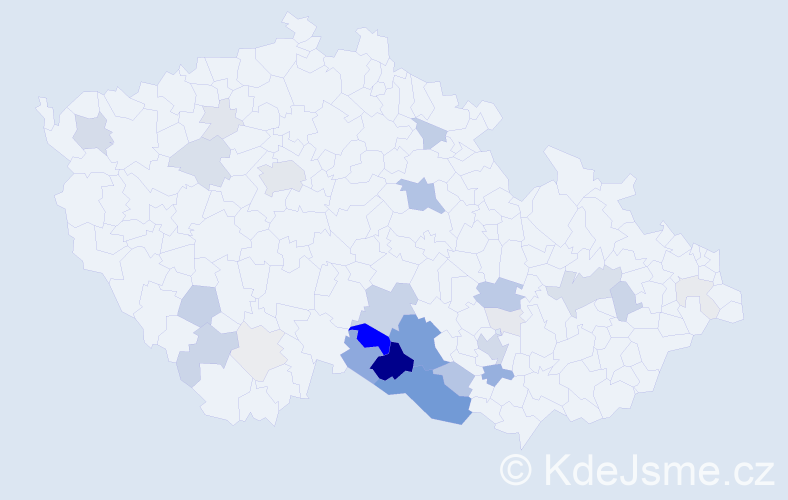 Příjmení: 'Kacetl', počet výskytů 134 v celé ČR