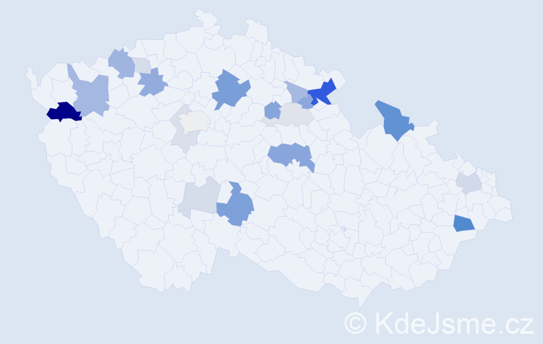 Příjmení: 'Káva', počet výskytů 55 v celé ČR