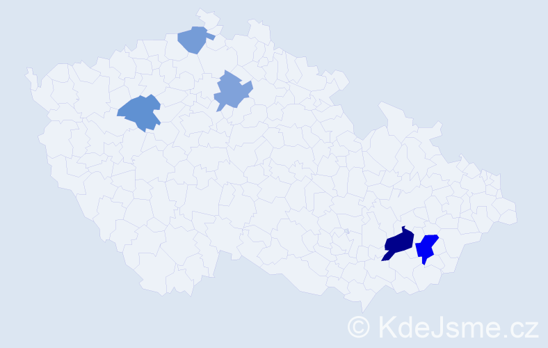 Příjmení: 'Bittóvá', počet výskytů 9 v celé ČR