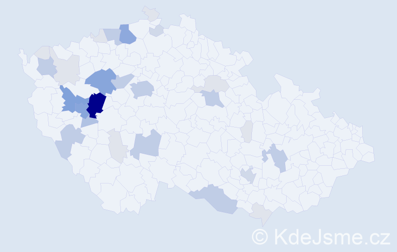 Příjmení: 'Monhart', počet výskytů 102 v celé ČR