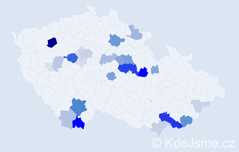 Příjmení: 'Dolan', počet výskytů 83 v celé ČR