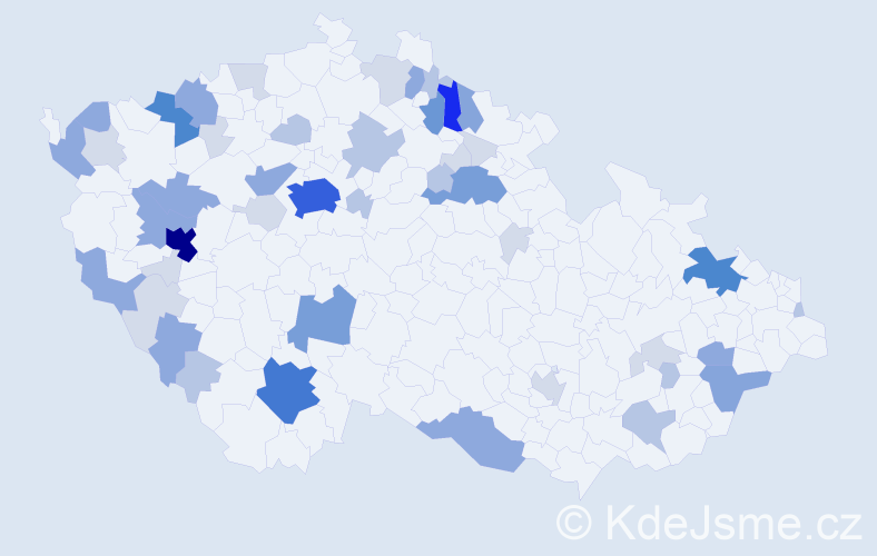 Příjmení: 'Rypl', počet výskytů 151 v celé ČR