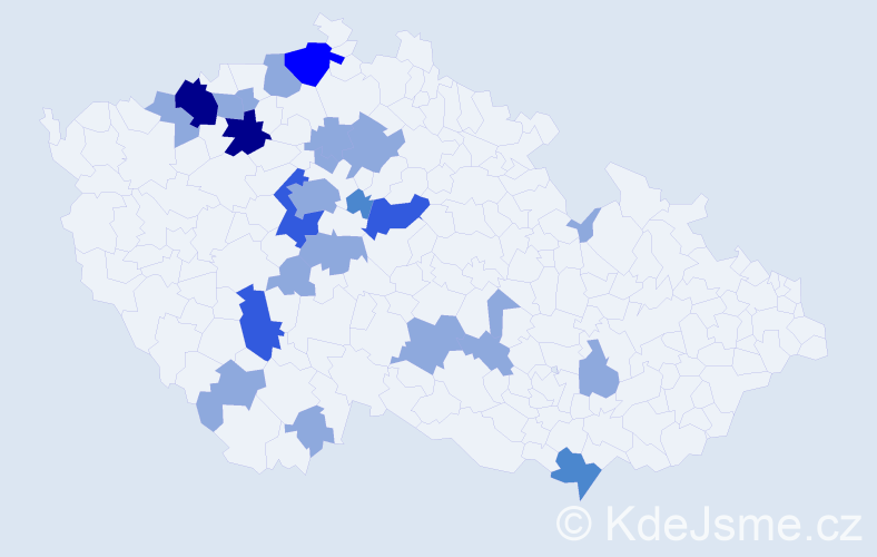 Příjmení: 'Mistolerová', počet výskytů 44 v celé ČR