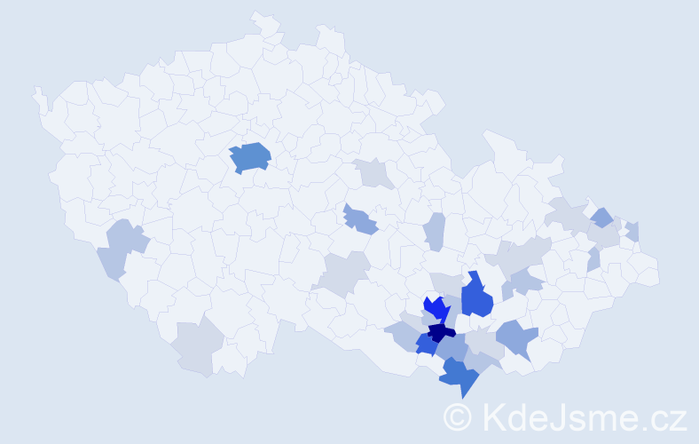 Příjmení: 'Klouparová', počet výskytů 103 v celé ČR