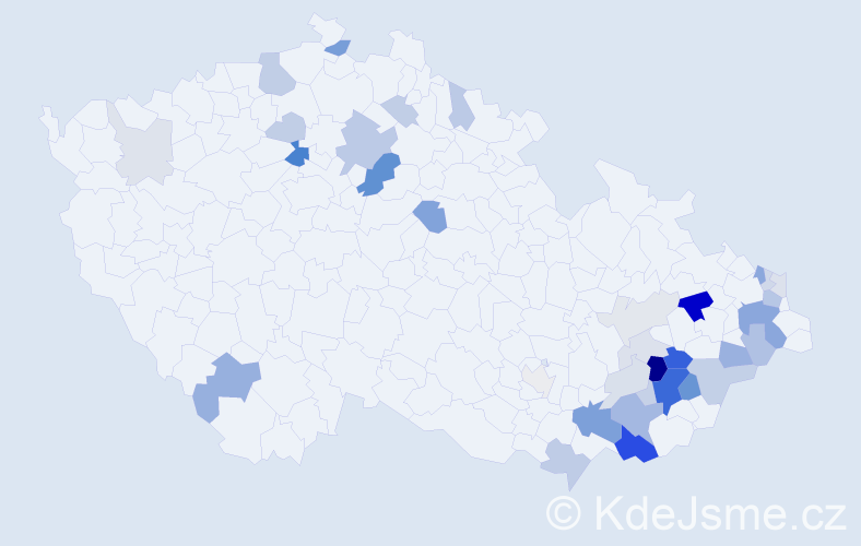 Příjmení: 'Kasala', počet výskytů 100 v celé ČR