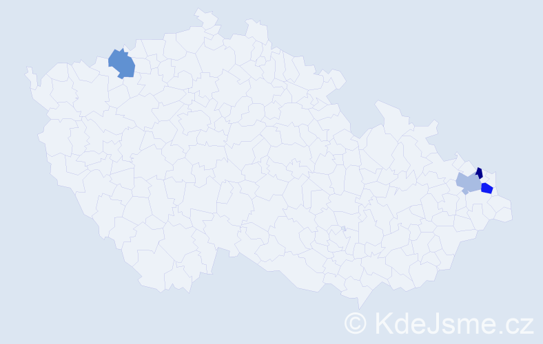 Příjmení: 'Czanik', počet výskytů 5 v celé ČR