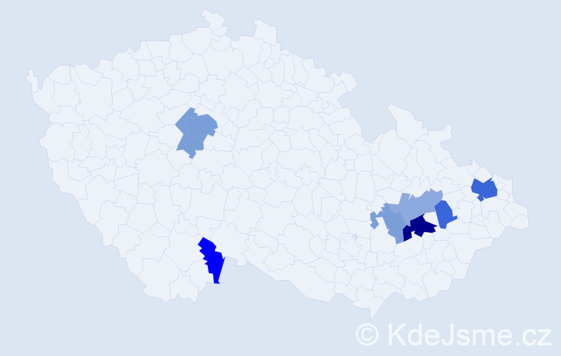 Příjmení: 'Kušner', počet výskytů 27 v celé ČR