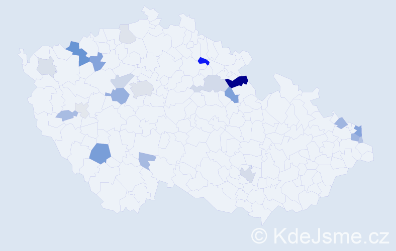 Příjmení: 'Senková', počet výskytů 58 v celé ČR