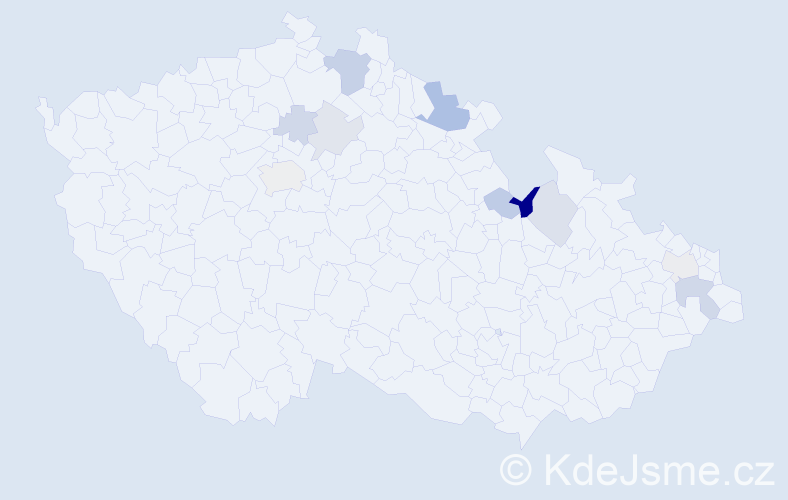 Příjmení: 'Pacanová', počet výskytů 18 v celé ČR