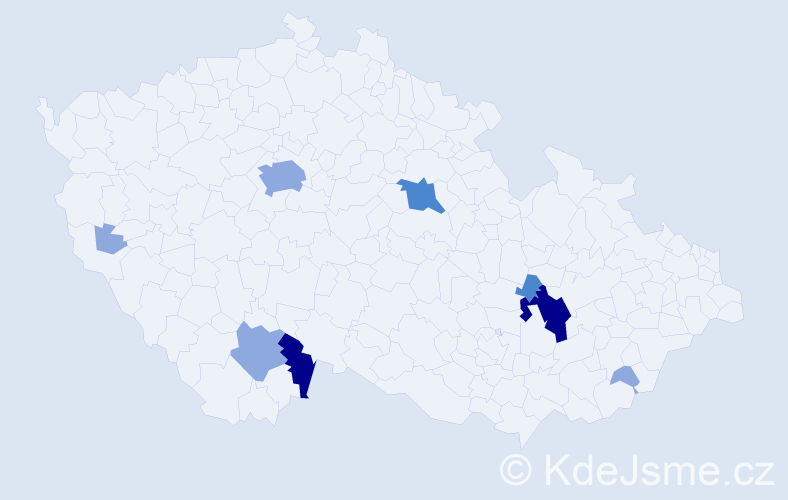 Příjmení: 'Kolík', počet výskytů 22 v celé ČR