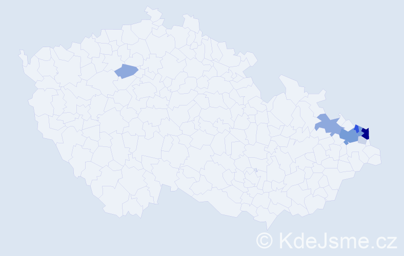 Příjmení: 'Liszoková', počet výskytů 34 v celé ČR