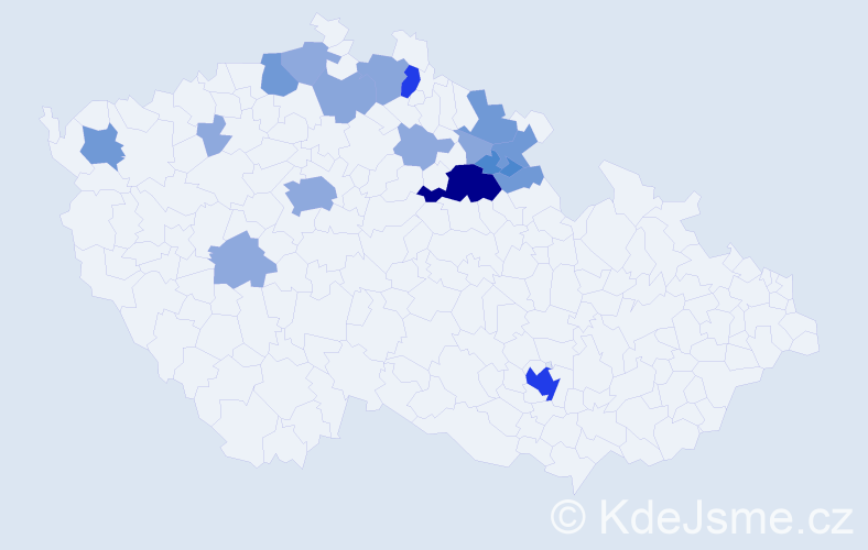 Příjmení: 'Podolníková', počet výskytů 55 v celé ČR