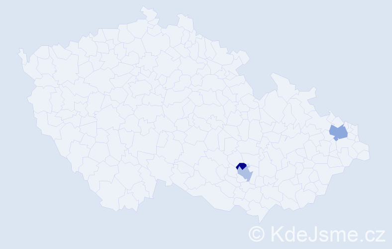 Příjmení: 'Bulhart', počet výskytů 9 v celé ČR