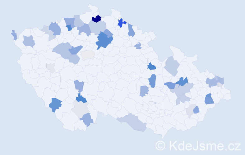 Příjmení: 'Deák', počet výskytů 118 v celé ČR