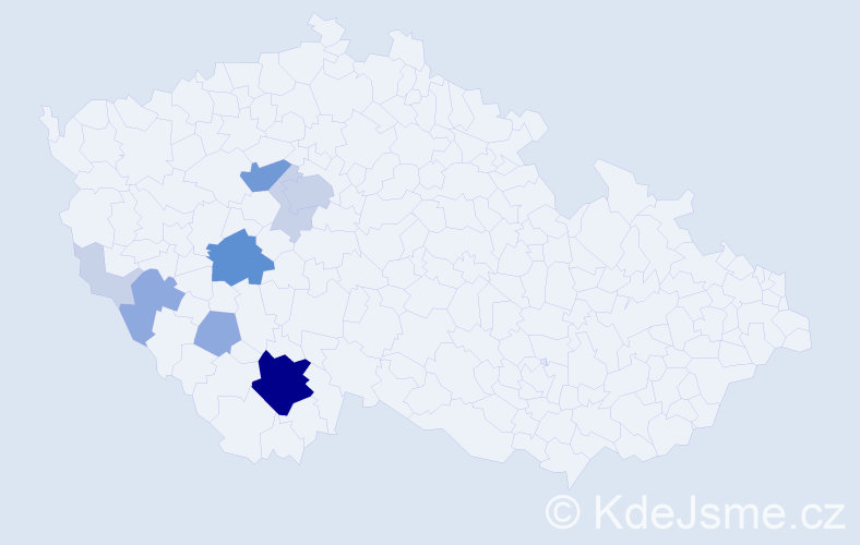 Příjmení: 'Kudlata', počet výskytů 28 v celé ČR