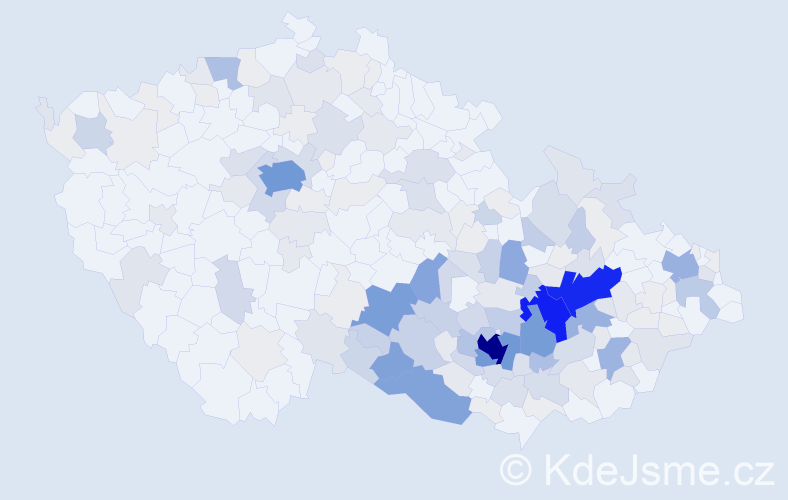 Příjmení: 'Kaláb', počet výskytů 828 v celé ČR
