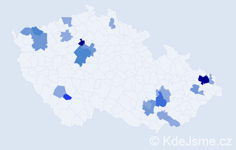 Příjmení: 'Topor', počet výskytů 76 v celé ČR