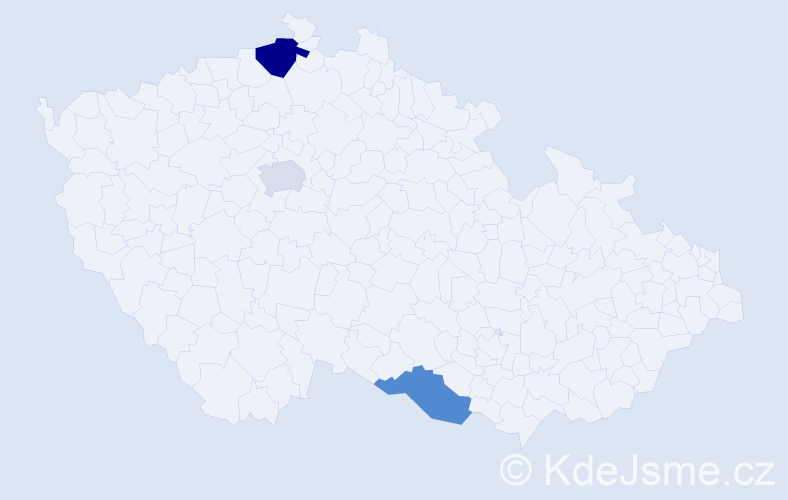 Příjmení: 'Mihali', počet výskytů 4 v celé ČR