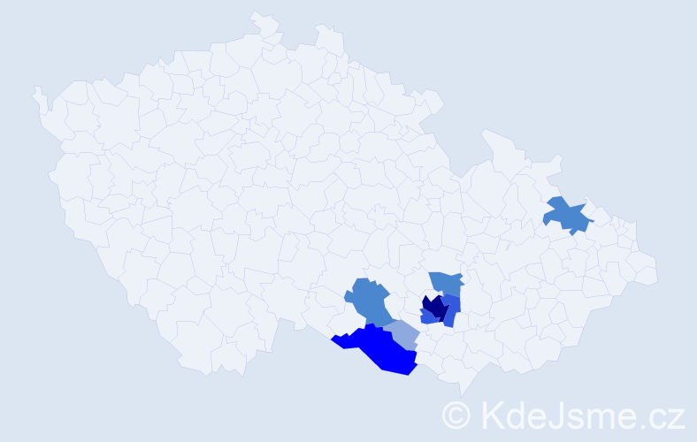 Příjmení: 'Drochytková', počet výskytů 19 v celé ČR