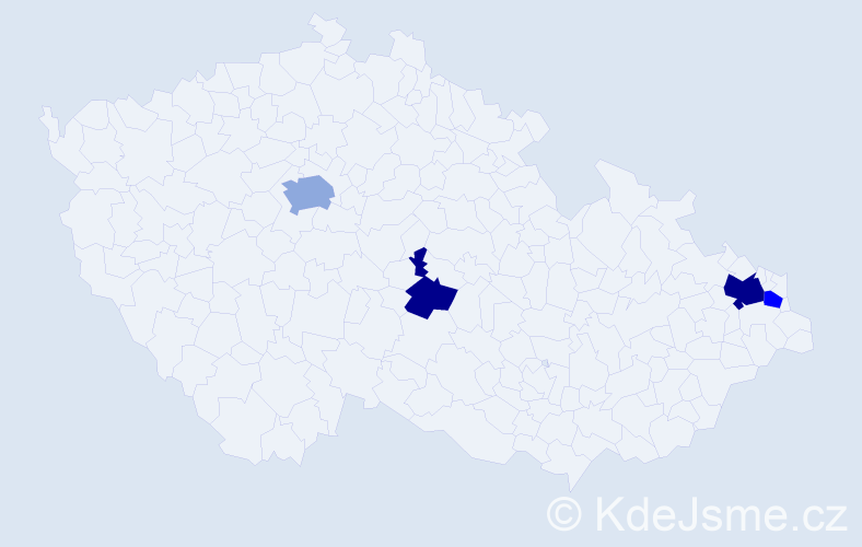 Příjmení: 'Košmider', počet výskytů 15 v celé ČR